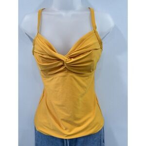 Athleta Swim Twist Up Tankini Top 32D/DD Yellow Padded Adjustable Straps